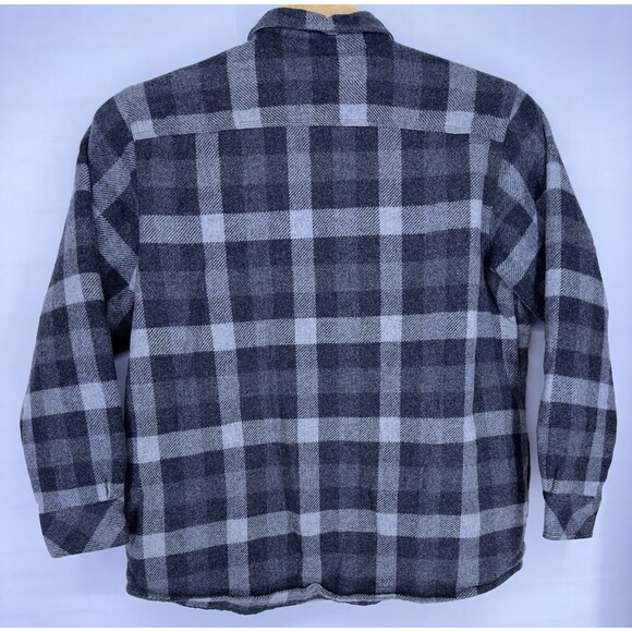 VTG LL Bean Insulated Wool Gray Plaid Coat Mens size XL - Picture 3 of 8